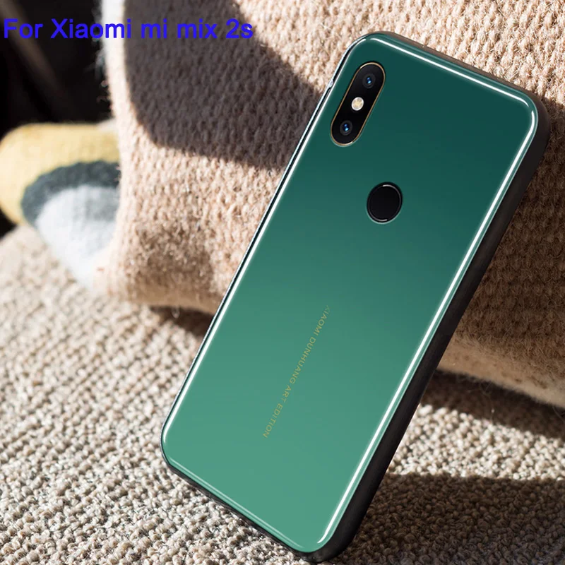 Чехлы для телефонов xiaomi mi mix 2 S чехол из закаленного стекла изумрудного цвета