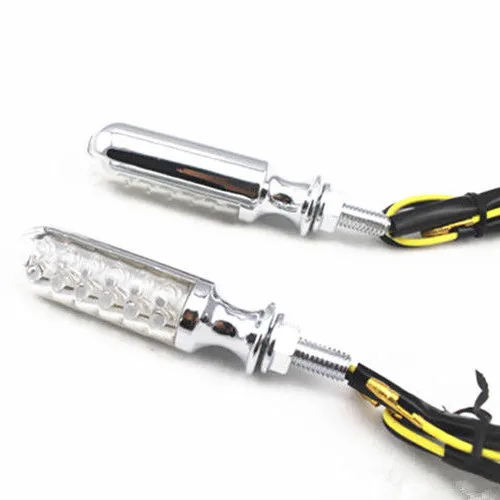 Пара мотоциклетных хромированных светодиодных поворотников для Kawasaki Vulcan VN 500 750