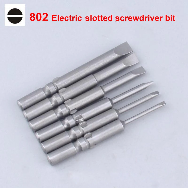 

6pcs 60mm long 802 Round Shank S2 alloy steel Magnetic Flat Head Slotted Tip Electric Screwdriver Head 2mm 2.5mm 3mm 4mm 5mm 6m