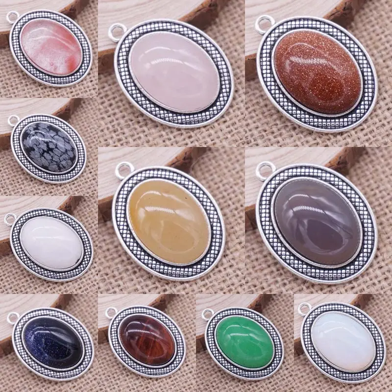 Оптовая продажа натуральный камень Кулон овальной формы Кабошон/опал/тигровый