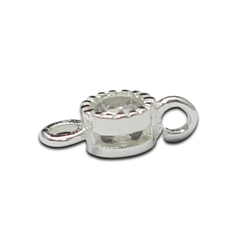Pure Silver 925 Connector handmade double loop Sterling zircon wholesale silver jewelry supplies ID 36309 | Украшения и