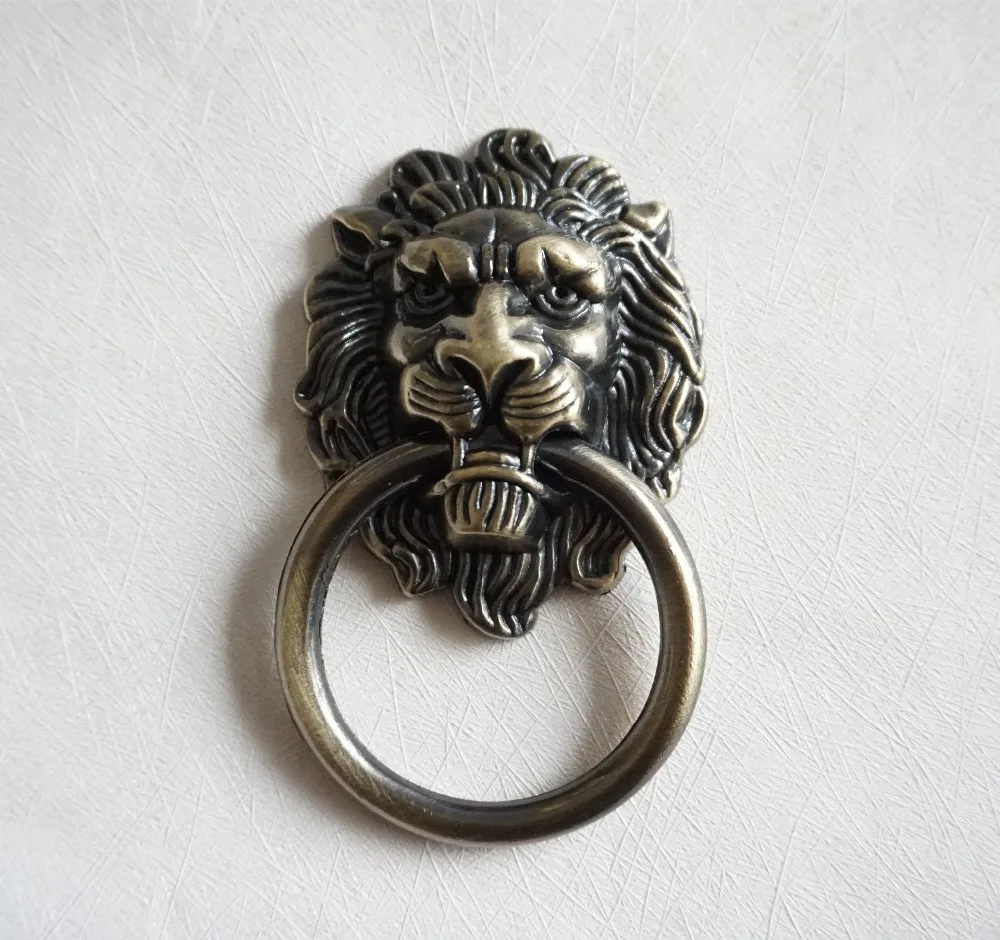 Большие ручки для выдвижных ящиков в виде льва кольца вытягивания антикварная