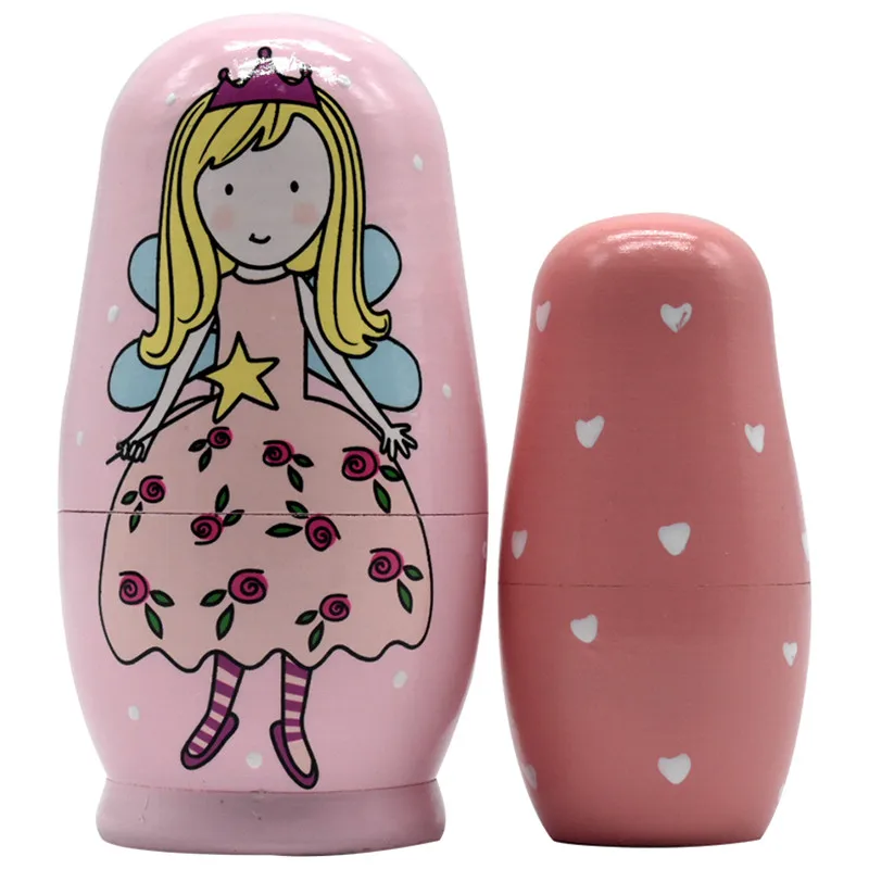 SUKIToy Kids Toys 5pcs Matryoshka Doll Russian Nesting Dolls Princess Gift For Newborn Baby Girl Preschool Toy 7.3X7.3X14CM|matryoshka dolls|nesting