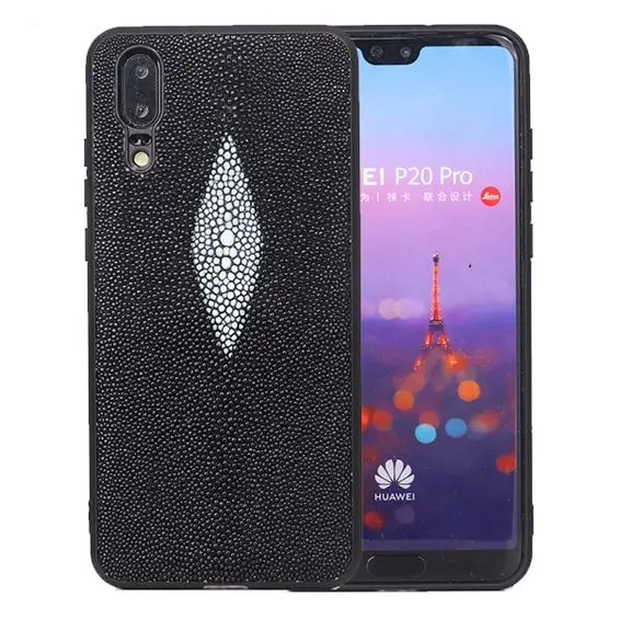 style 2 Полный край защиты для huawei P20/P20 Pro натуральный жемчуг рыба настоящая кожа ската кожаный чехол для телефона роскошный задняя крышка - Цвет: style 2