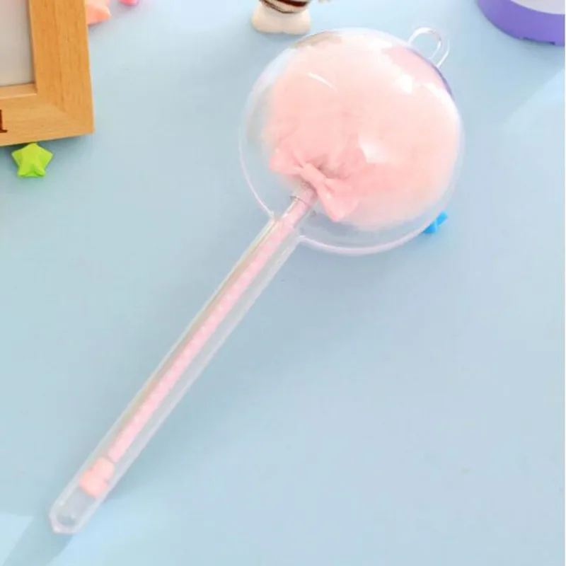Light Pink Цветная мягкая шариковая гелевая ручка с помпоном для детей, ручки для письма, канцелярские товары, подарок на день рождения, вечеринку, Рождество - Цвет: Light Pink