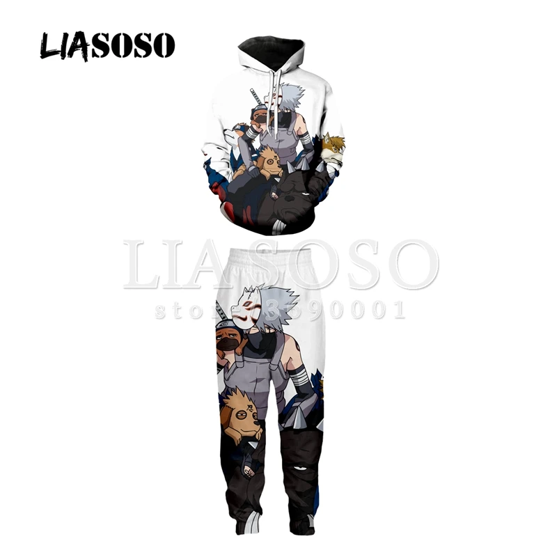 1 LIASOSO 3d принт унисекс Наруто Какаши Shikamaru Нара Толстовка толстовки с капюшоном мотобрюки пот брюки для девочек Jogger брюки костюмы X1997 - Цвет: 1