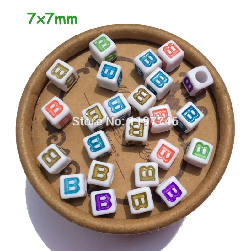Бусины с буквами в форме Куба Красочные Зеркальные буквы акриловые