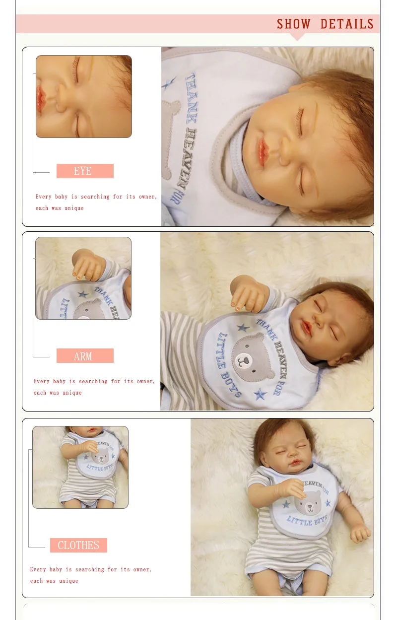 50 см силиконовые куклы reborn baby Sleeping Boy, игрушки для продажи, дешевые виниловые куклы для младенцев, как настоящий подарок на день рождения