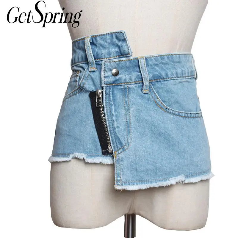 Универсальный широкий женский пояс для джинсов GETSPRING асимметричный Джинсовый