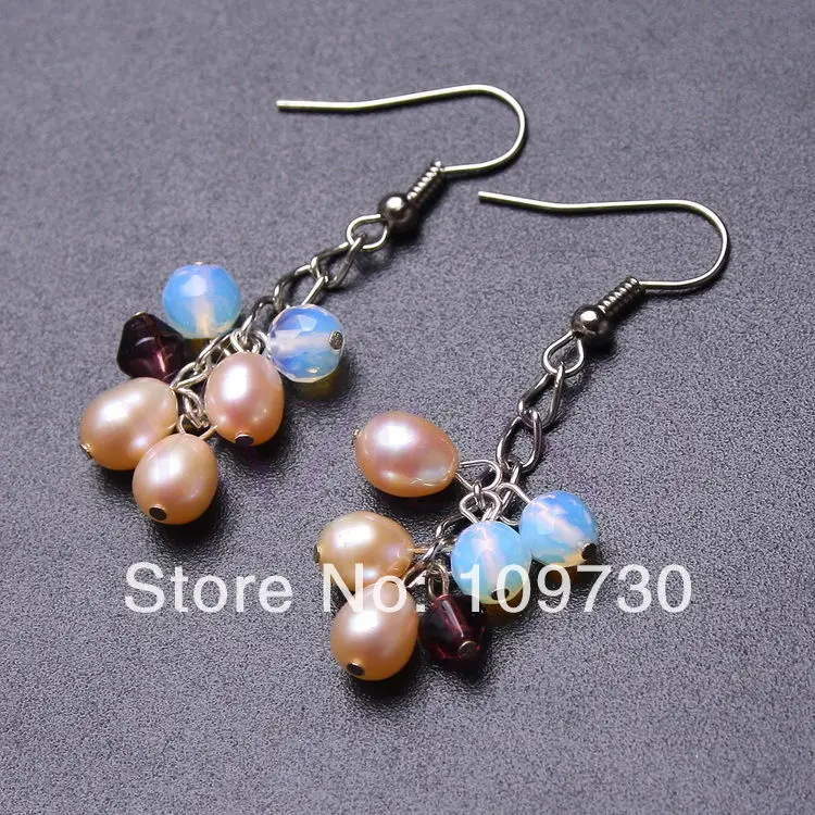 Серьги и ожерелье из 00612 каплевидных жемчужин с натуральным месяцем оранжевые