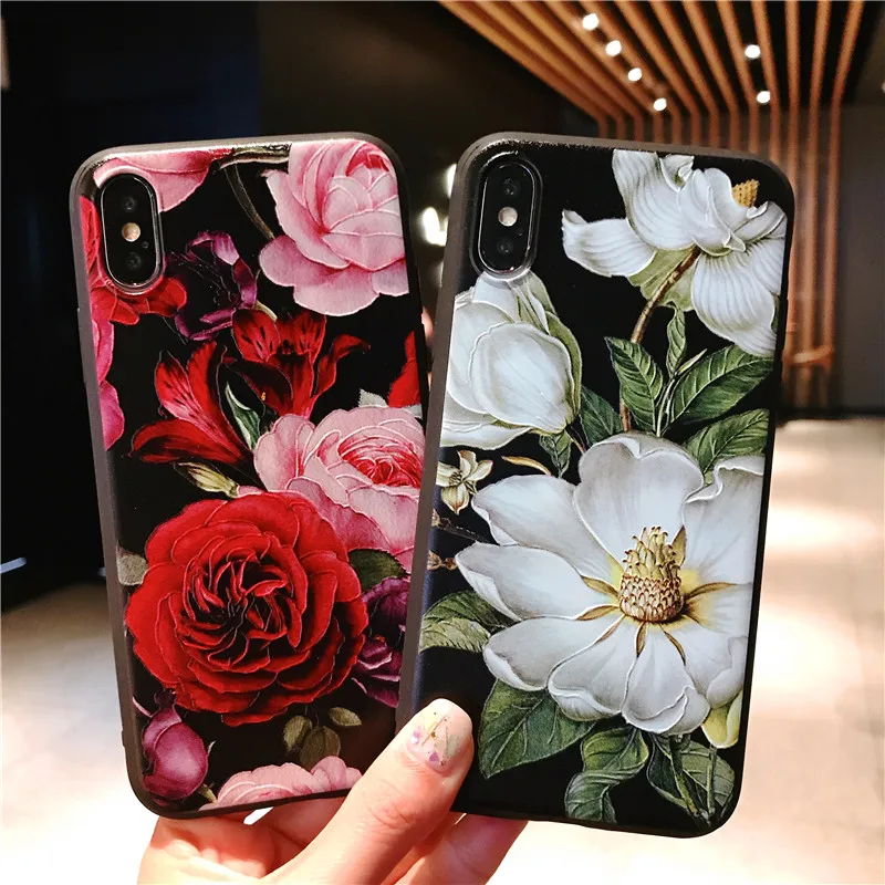 Силиконовый чехол с цветком для телефона s Iphone 6 S 7 8 Plus XS Max XR X мягкий силиконовый