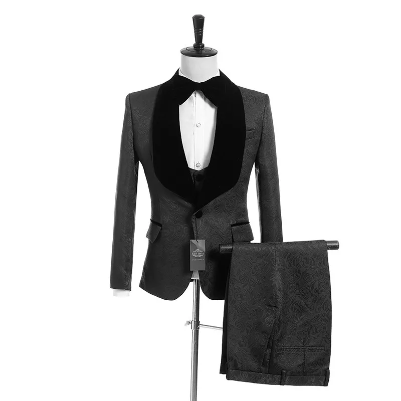

Handsome Groomsmen Wool blend Groom Tuxedos Mens Wedding Dress Man Jacket Blazer Prom Dinner (Jacket+Pants+Tie+Vest) A13