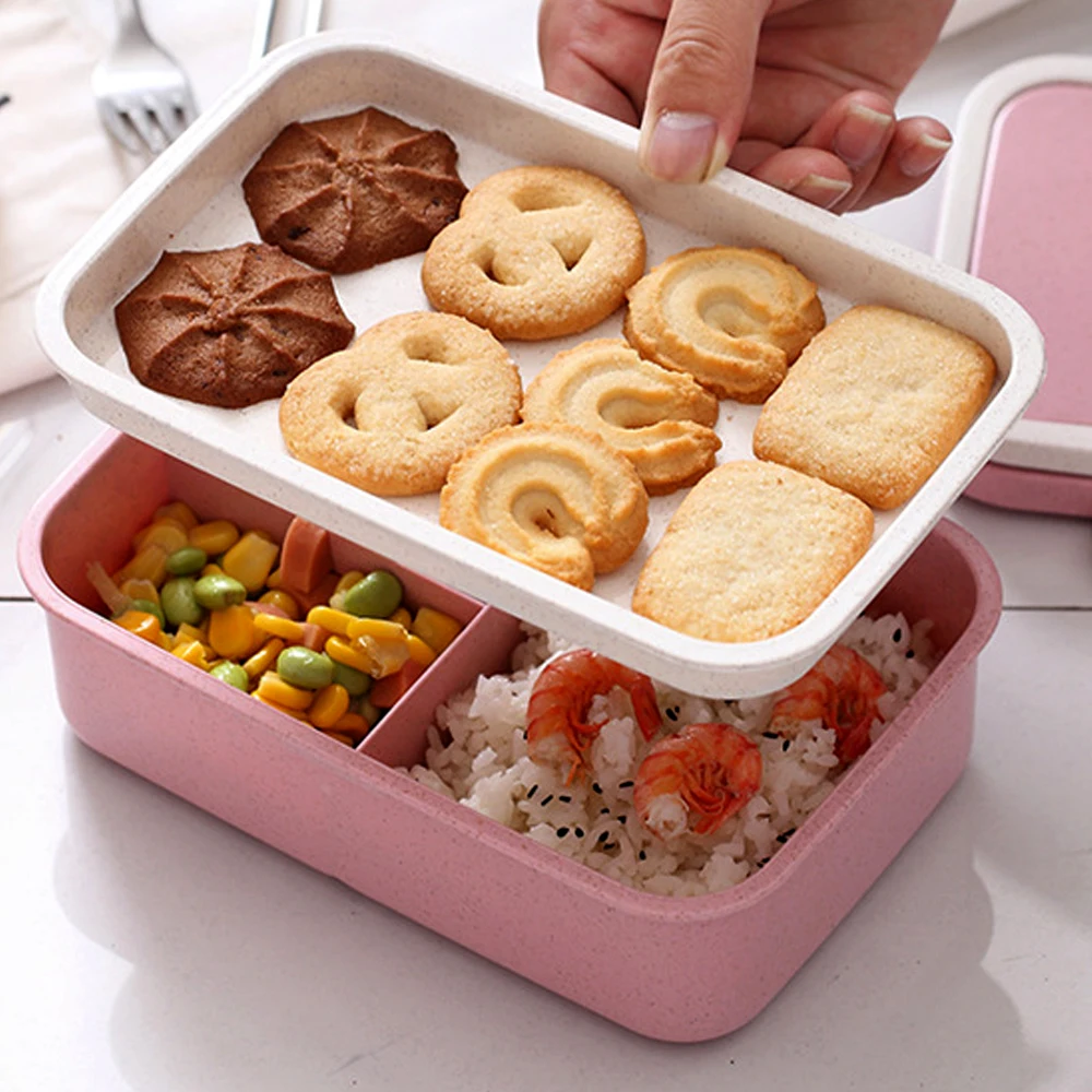 HOOMIN обеда пшеничной соломы посуда мультфильм порционная коробка Bento для хранения еды контейнер для хранения Портативный кухонные столовые приборы
