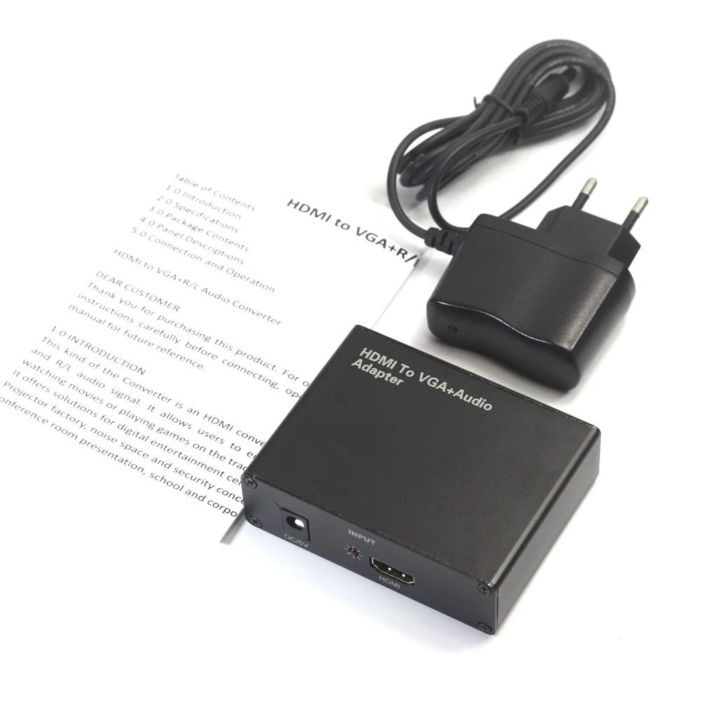 AIXXCO HDMI в VGA конвертер с аудио/R/L HDMI2VGA 1080P разъем для ПК ноутбука в HD tv Box проектор HDMI2VGA конвертер