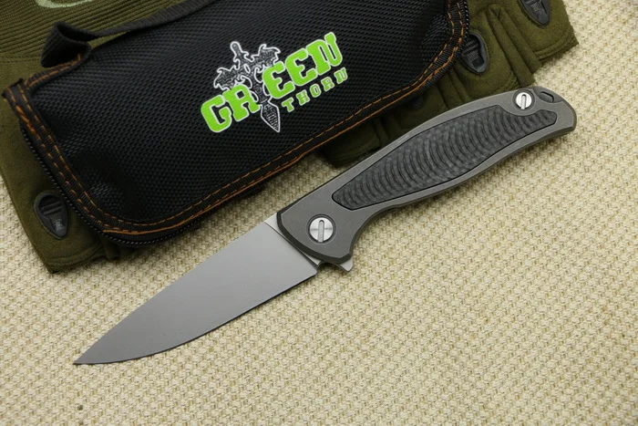 Standard knife Зеленый шип F95CF Флиппер складной нож титановый подшипник углеродное волокно или G10 Ручка Открытый Кемпинг Охота карманный нож EDC инструменты - Цвет: Standard knife