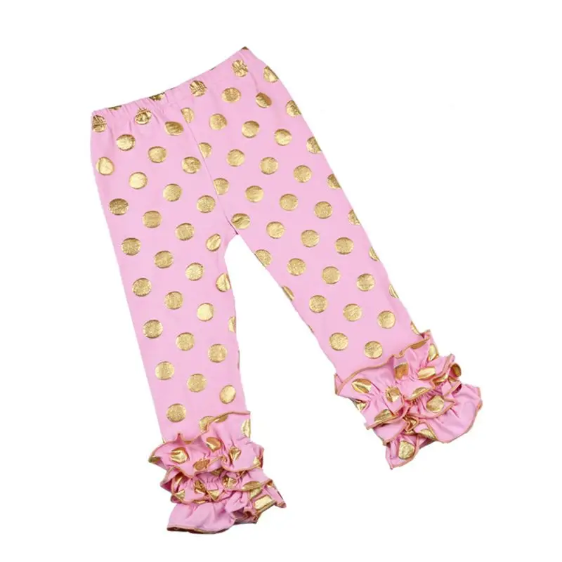 New fall colors Mardi Gras Colors Purple Green Gold print icing ruffle baby leggings girls ruffle pants wholesale bulk order