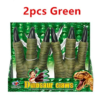 2pcs Green Перчатки с когтями динозавров, игрушечный динозавр для костюмированной вечеринки на Рождество, Хэллоуин, вечерние Детские трюки, игрушки для розыгрыша на Хэллоуин, детские подарки - Цвет: 2pcs Green