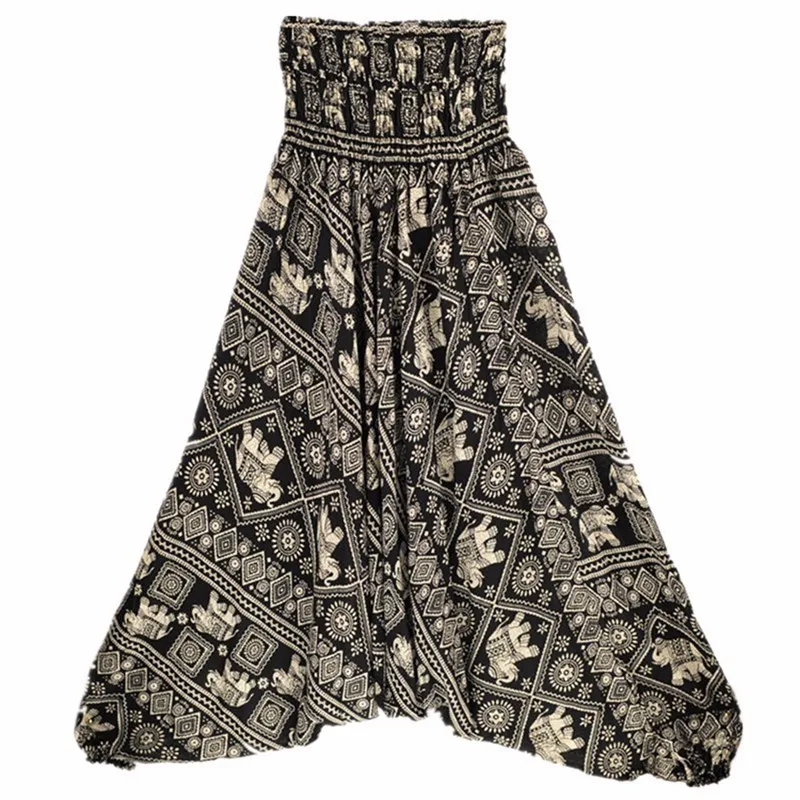 Новый 2019 Цветочный принт шаровары Для женщин Аладдин брюки тайские свободные