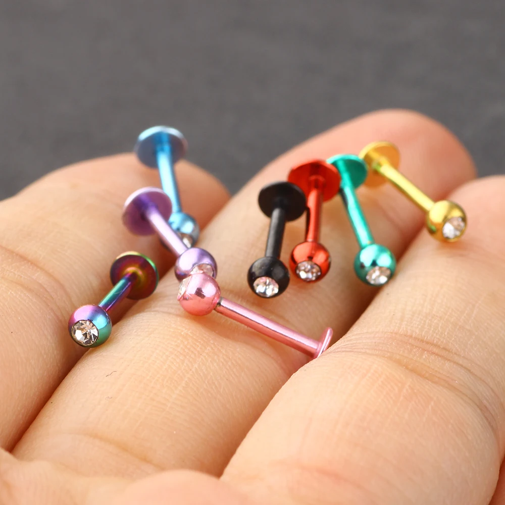 JUNLOWPY Labret Monroe кольцо для губ микс 8 цветов 100 шт нержавеющая сталь ювелирные изделия для тела анодированный пирсинг для пупка Спиральные серьги-гвоздики