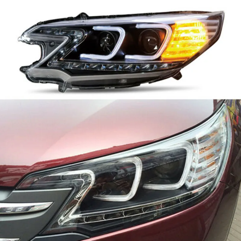 Angel Eye u-образной формы передний светильник для Honda CRV 2012- головной светильник s динамический сигнал поворота DRL линзы проектора bi xenon