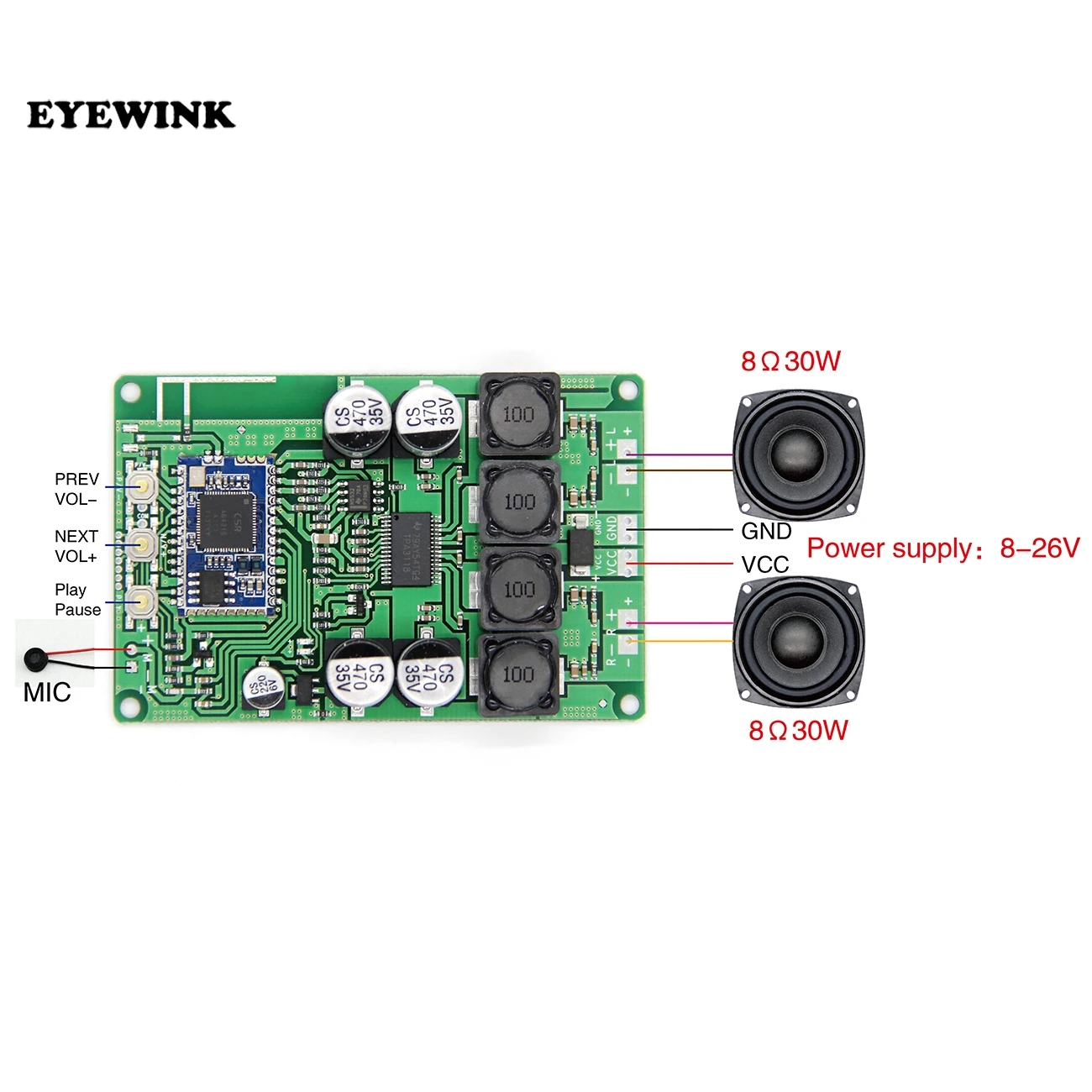 CSRA64215/210 4 4,2 Bluetooth APTXLL низкая мощность TPA3118 усилитель мощности плата 8 Европейский 2x30 Вт