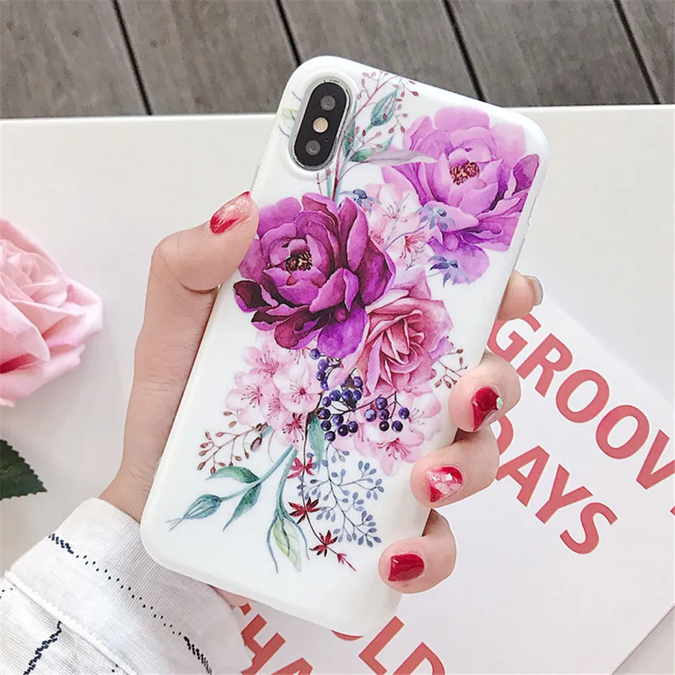 USLION цветок мягкий чехол для телефона для iPhone 11 Pro Max 8 6 7 Plus роза цветочные листья чехол для iPhone X XS Max XR ТПУ силиконовый чехол