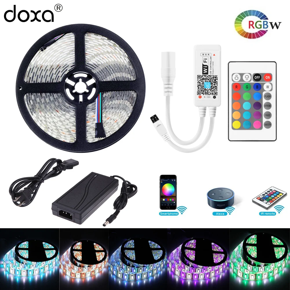 BLYN WI-FI Светодиодные ленты 5050 RGBW RGB диода света Водонепроницаемый IP65 5 м канат +