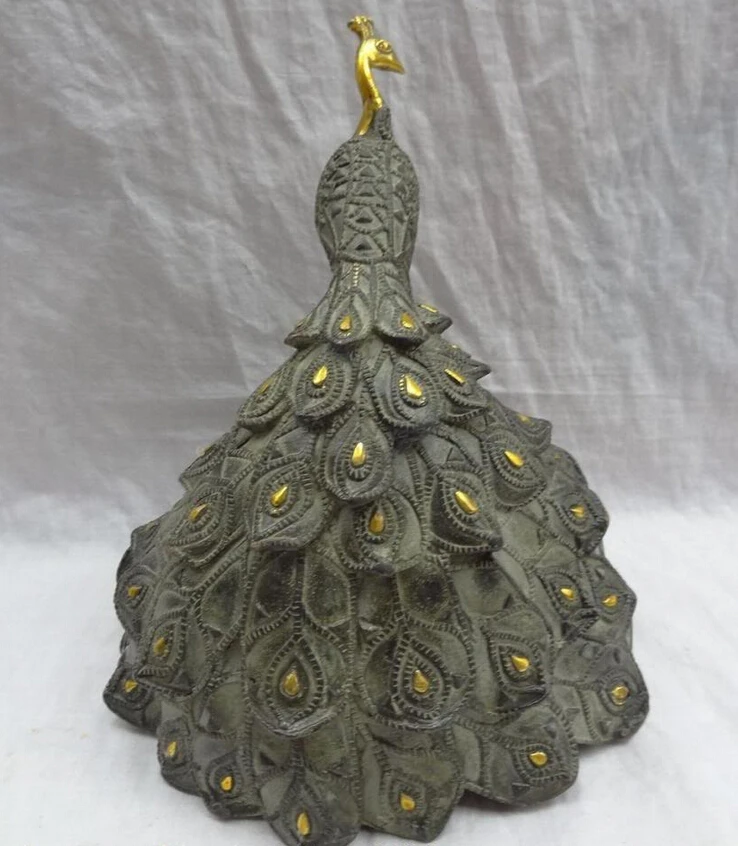 Песня voge Gem S2907 10 &quotкитайская Бронзовая позолота Peafowl статуя в коробке курильница