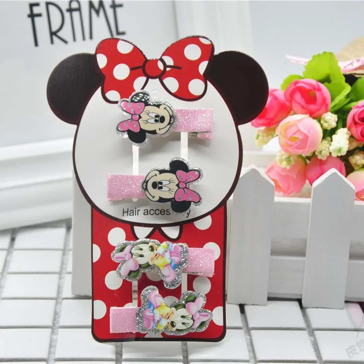 Розовый 4 шт. disney Мультфильм Замороженные заколка для детей Эльза Принцесса глава веревка кольцо интимные Аксессуары для девочек подарок на день рожден - Цвет: Розовый
