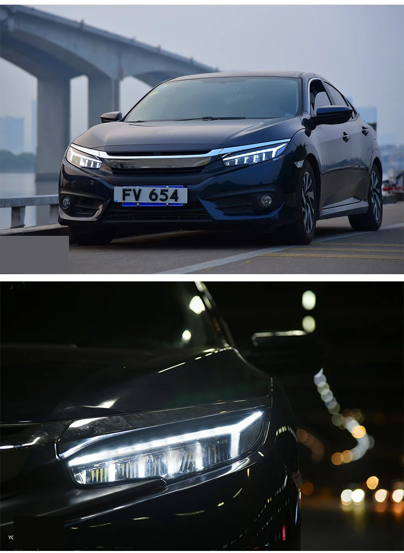 Для Honda Civic головной фары в сборе DRL ксеноновая лампа год передний свет полный светодиодный поворотный свет