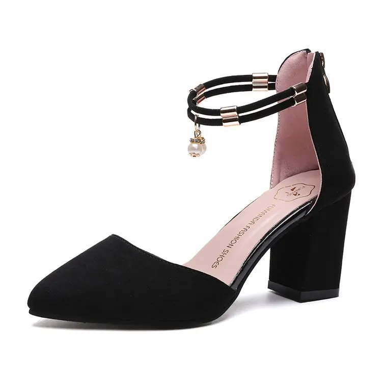 Туфли-лодочки женские резиновые заостренный носок ремешок на щиколотке танкетка