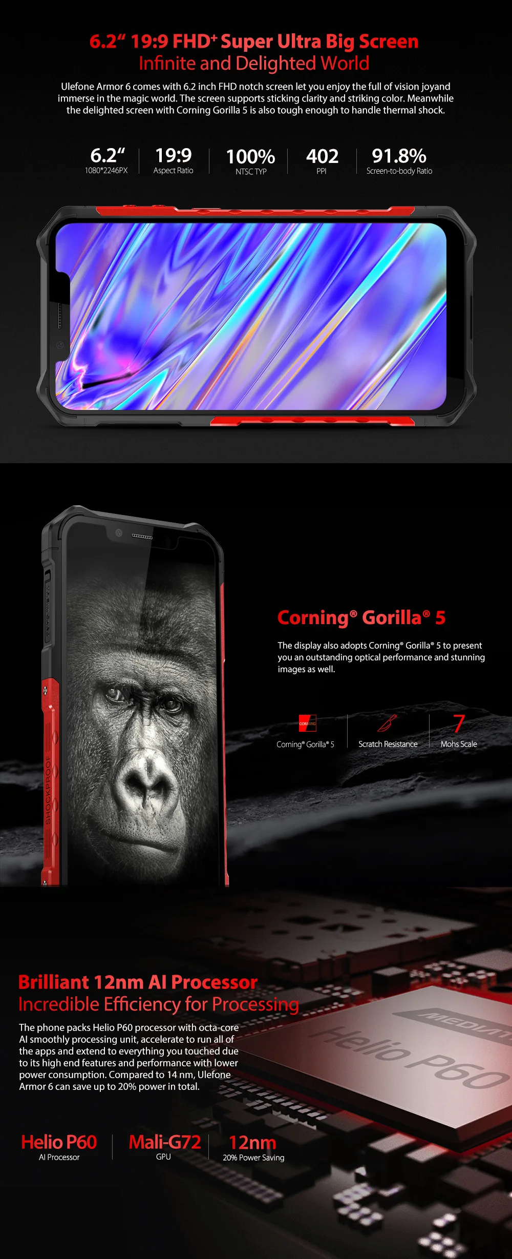 Ulefone Armor 6 5000 мАч 4G LTE смартфон 6," FHD Android 8,1 Helio P60 MT6771 21MP 6 Гб ram 128 ГБ rom NFC OTG Мобильный телефон