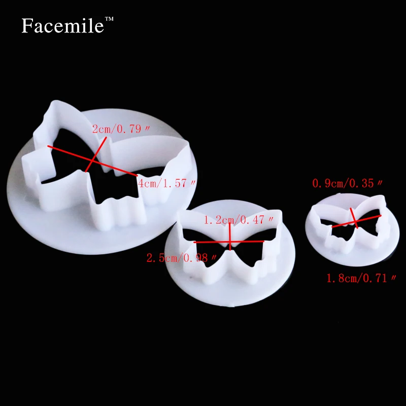 Facemile 3 шт./компл. форма для торта в форме бабочки Пластиковая помадки украшение