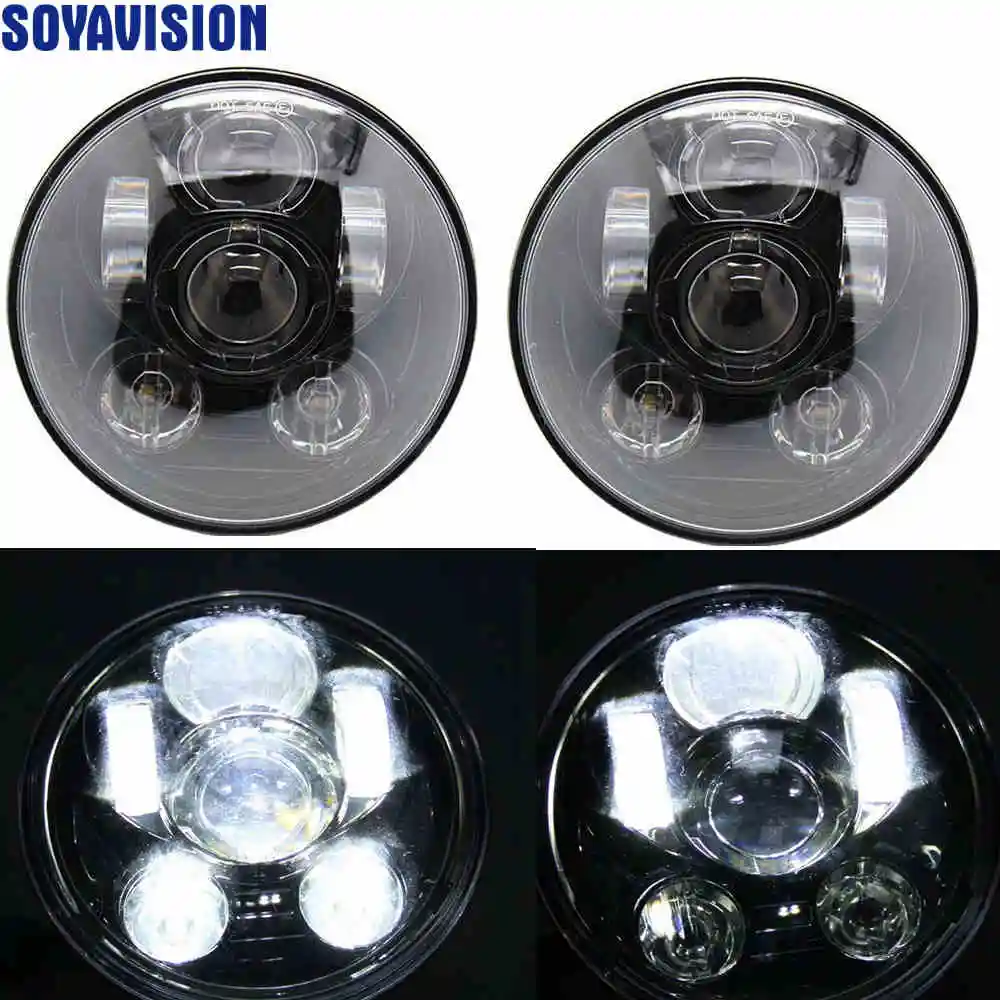 45w Headlight Black 7-дюймовый светодиодный галогенный фары " светодиодный налобный фонарь H4 Hi/low Автомобильная фара с угловым глазом для Jeep Puch Kenworth Nissan Suzuki Samurai - Цвет: 45w Headlight Black