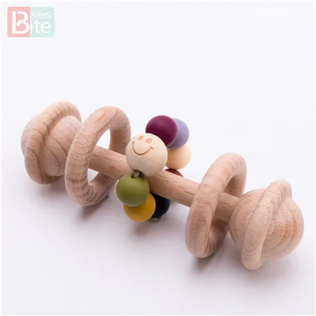 Deep Color Rattle Укусы 1 шт. детская погремушка игрушка интеллект захватывающие десны бука дерево прорезывание зубов ручной Колокольчик погремушка забавные развивающие мобильные игрушки - Цвет: Deep Color Rattle