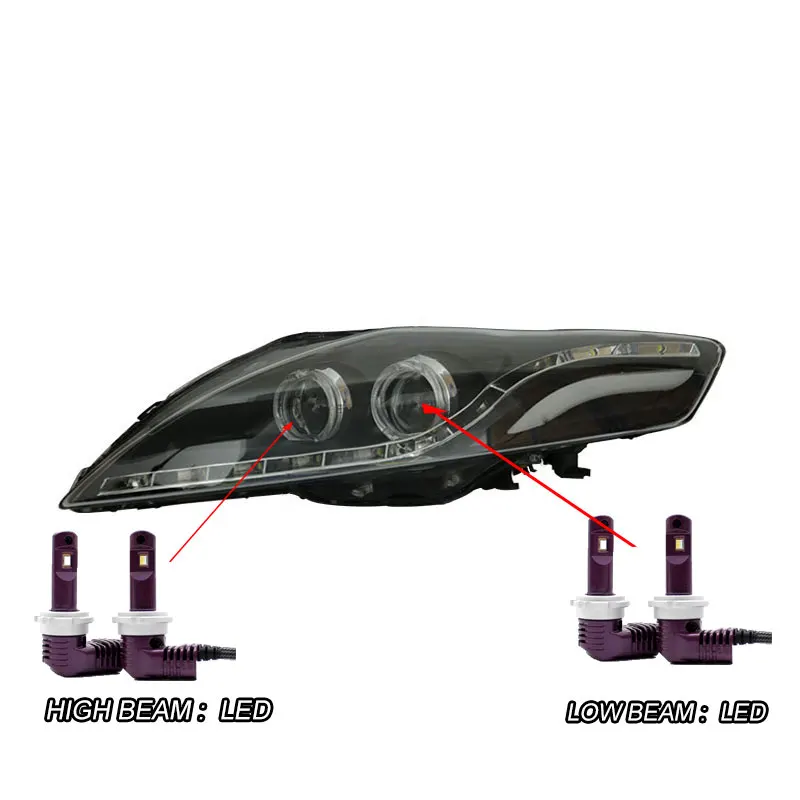 LED Автомобильный Стильный чехол на голову для Ford Mondeo 2007-2012 фара для фар DRL вариант ангельские глазки Биксеноновые линзы ближнего света - Цвет: LED