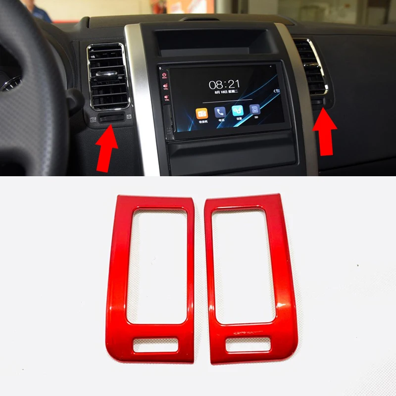 

NEW Red Style For Nissan X-trail T31 2008 - 2013 Car Accessories Front Center Air Condition Outlet Vent Frame Panel Cover Trim