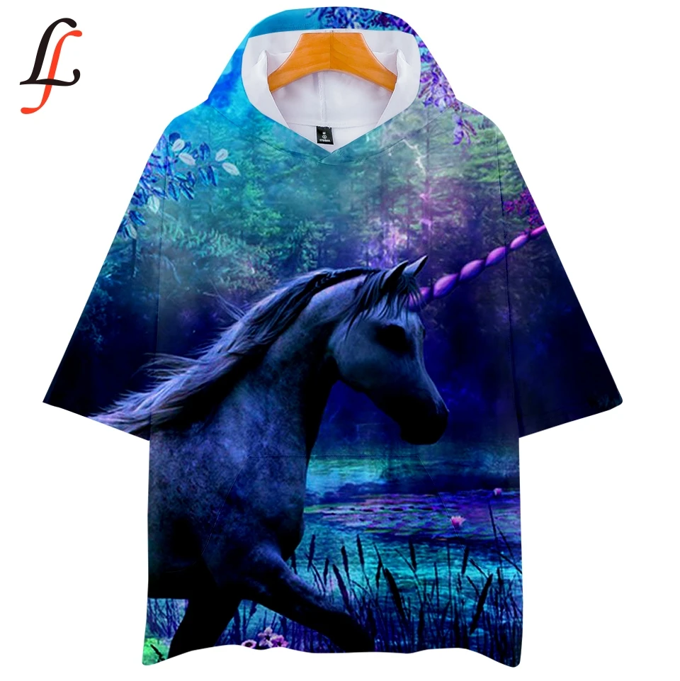 Unicorn 3D Harajuku Hoodies T-shirt Menber Cool Shirt Kpop Summer/Autumn Hip Hop College Style Cloth Plus Size XXS-4XL | Женская одежда