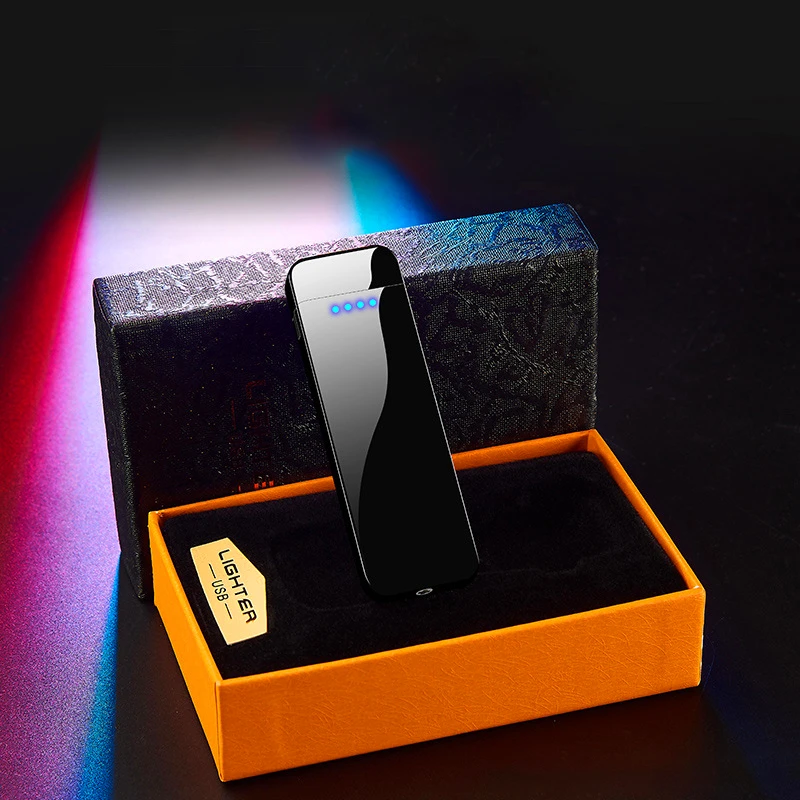 Вибрационное зажигание USB Электронная Зажигалка Ветрозащитная двойная дуговая плазменная Зажигалка светодиодный зеркальный дисплей батареи турбо-зажигалка
