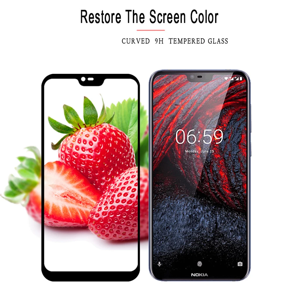 3D полное клеевое закаленное стекло для Nokia 7 1 Plus покрытие 9H Защитная пленка