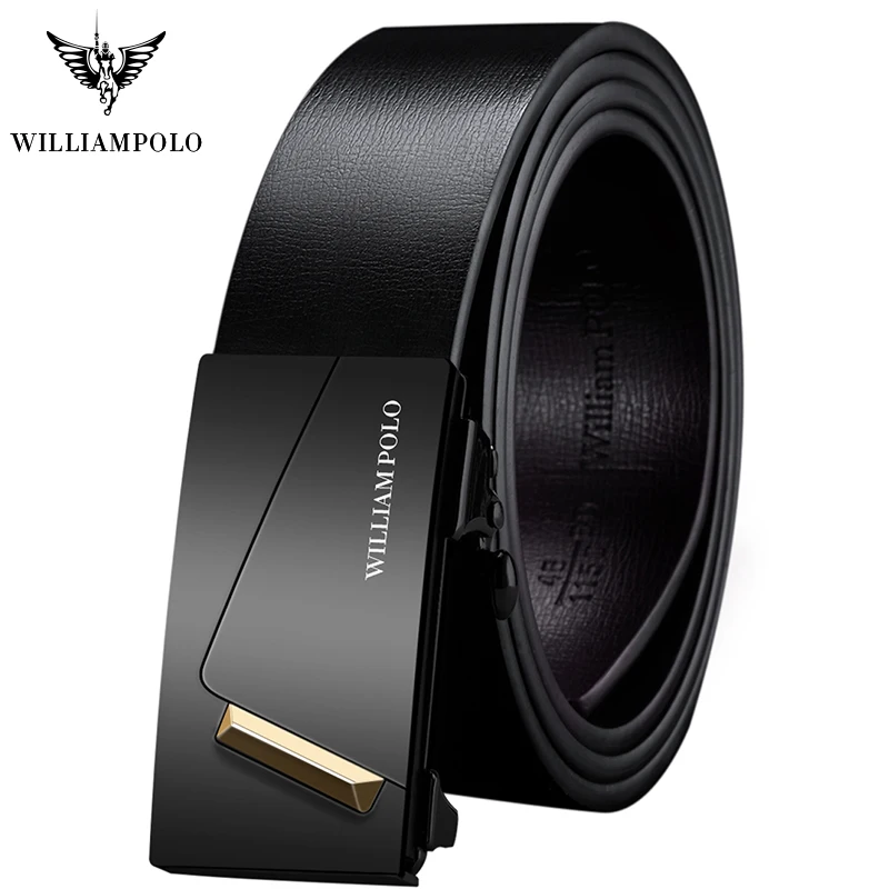 WILLIAMPOLO  Mens belt Luxury Brand Strap Top Quality Genuine Leather Belts For Men Metal Automatic Buckles leather belt men new