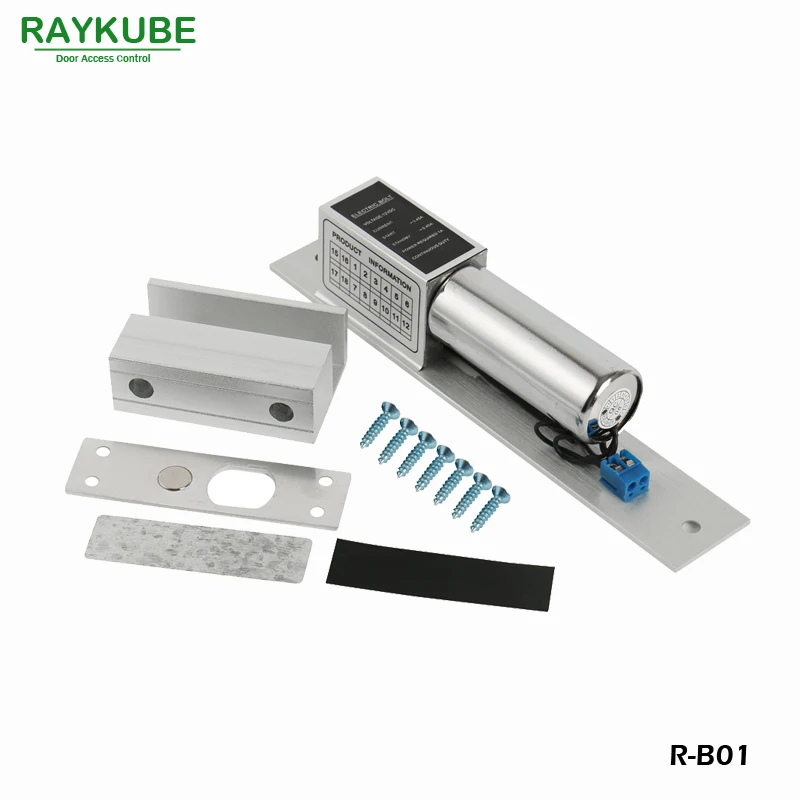 RAYKUBE Электрический замок болт безопасный режим + стеклянный дверной зажим для