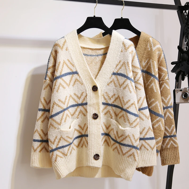 Женский вязаный кардиган на пуговицах красный свитер с V образным вырезом и