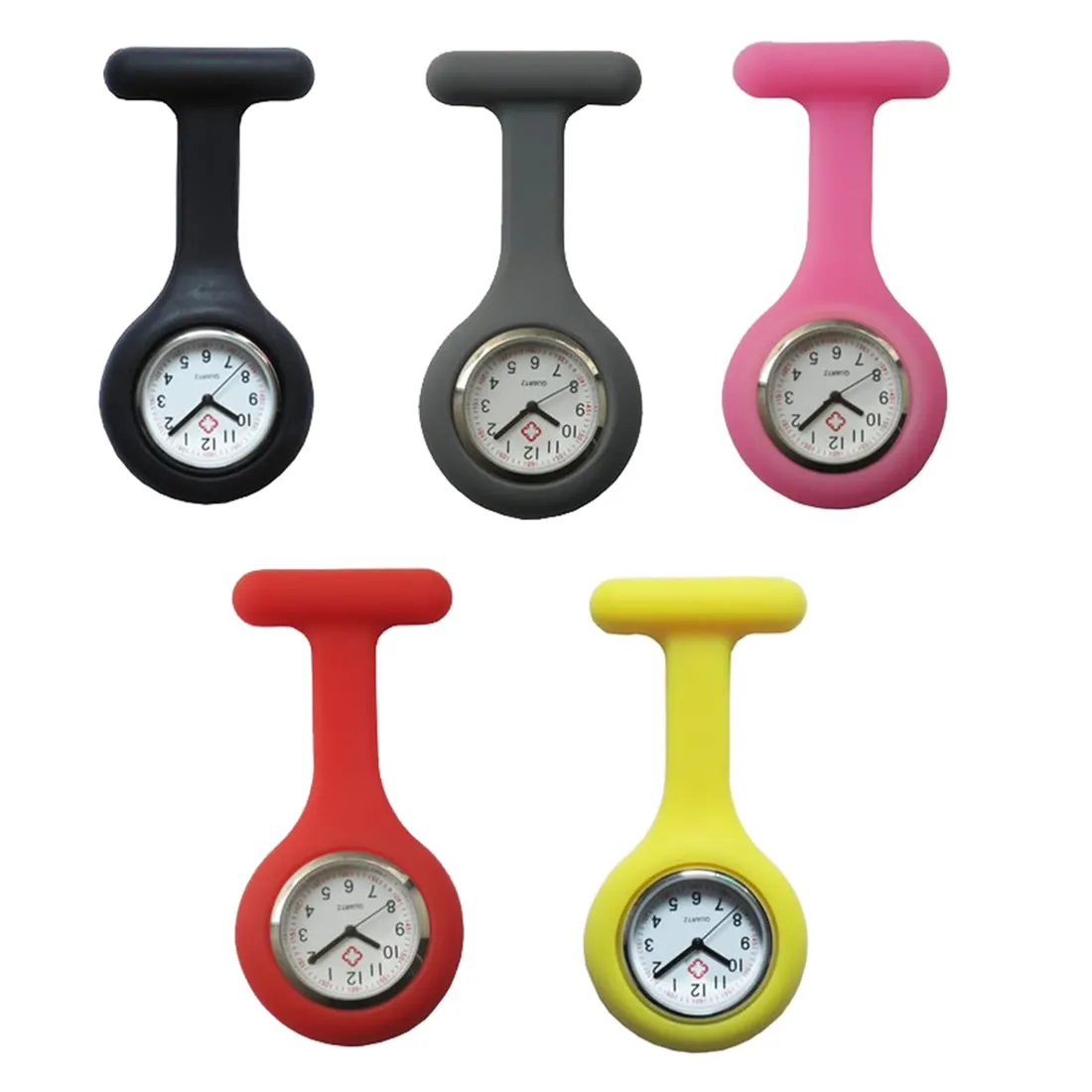 5PCs/Lot Pocket Watch Clip-On Fob Quartz Brooch Hanging Rubber Silicone Nurse Watch Fashion Casual Men Women Relogio Feminino