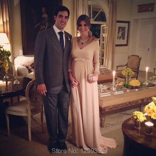 Элегантный Шифон С Длинным Рукавом Вечерние Платья Материнства Пром Вечернее