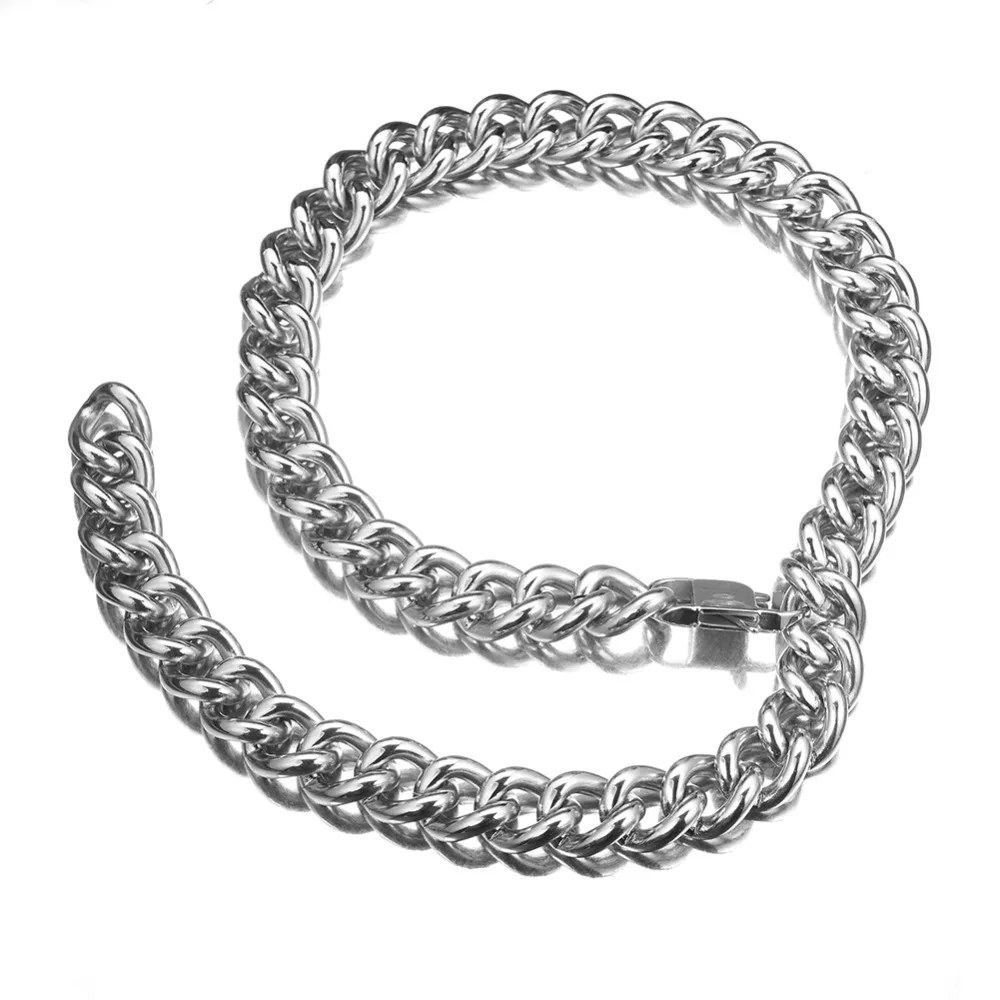 

Ожерелье или браслет из кубинской панцирной цепи для мужчин и женщин, ювелирное изделие из нержавеющей стали разных видов, серебристого цве...