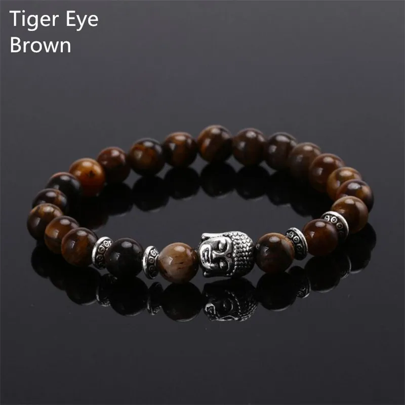 Ретро вулканический камень и тигровый глаз яркость голова Будды молитвенные