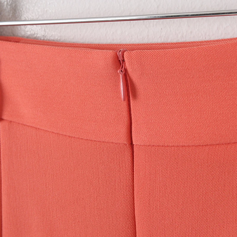 Женская облегающая юбка карандаш оранжевого и черного цветов короткая с высокой