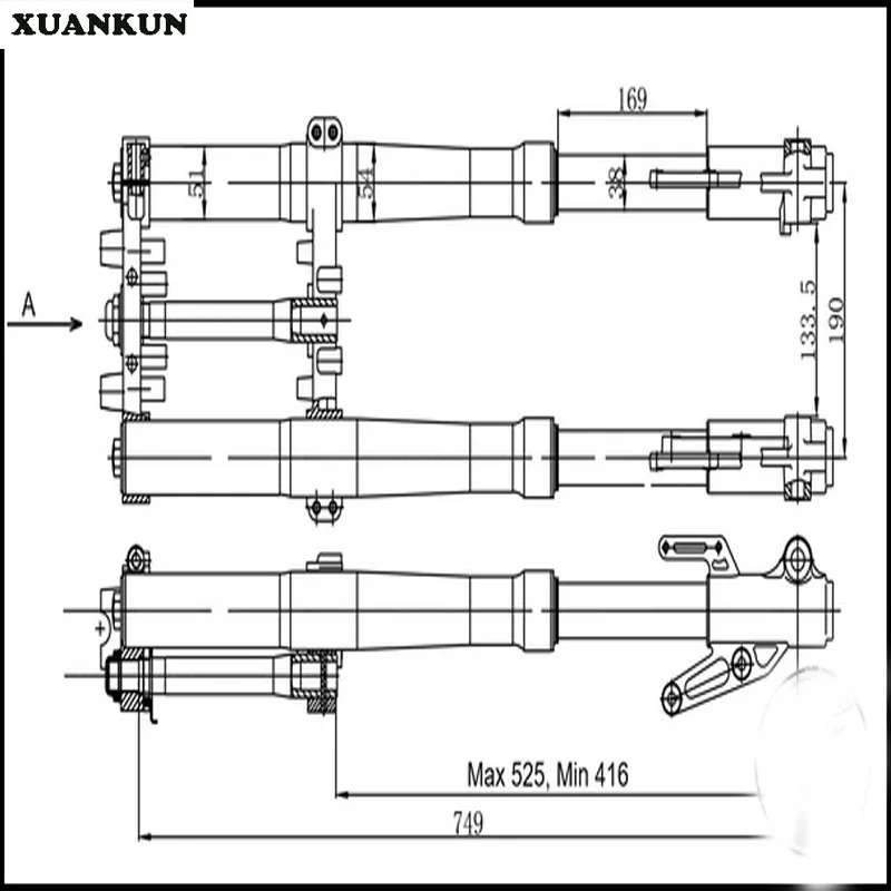 Перевернутый Амортизатор XUANKUN Cafe Racer для перевернутых вилок в сборе направляющие