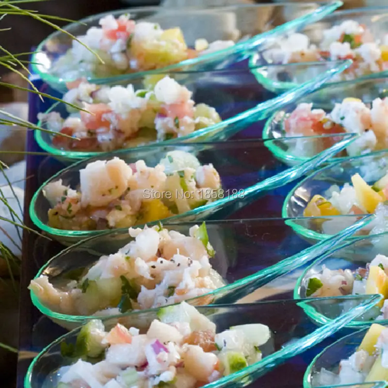 100 шт./лот вечерние жесткие пластиковые одноразовые десертные ложки 3 9